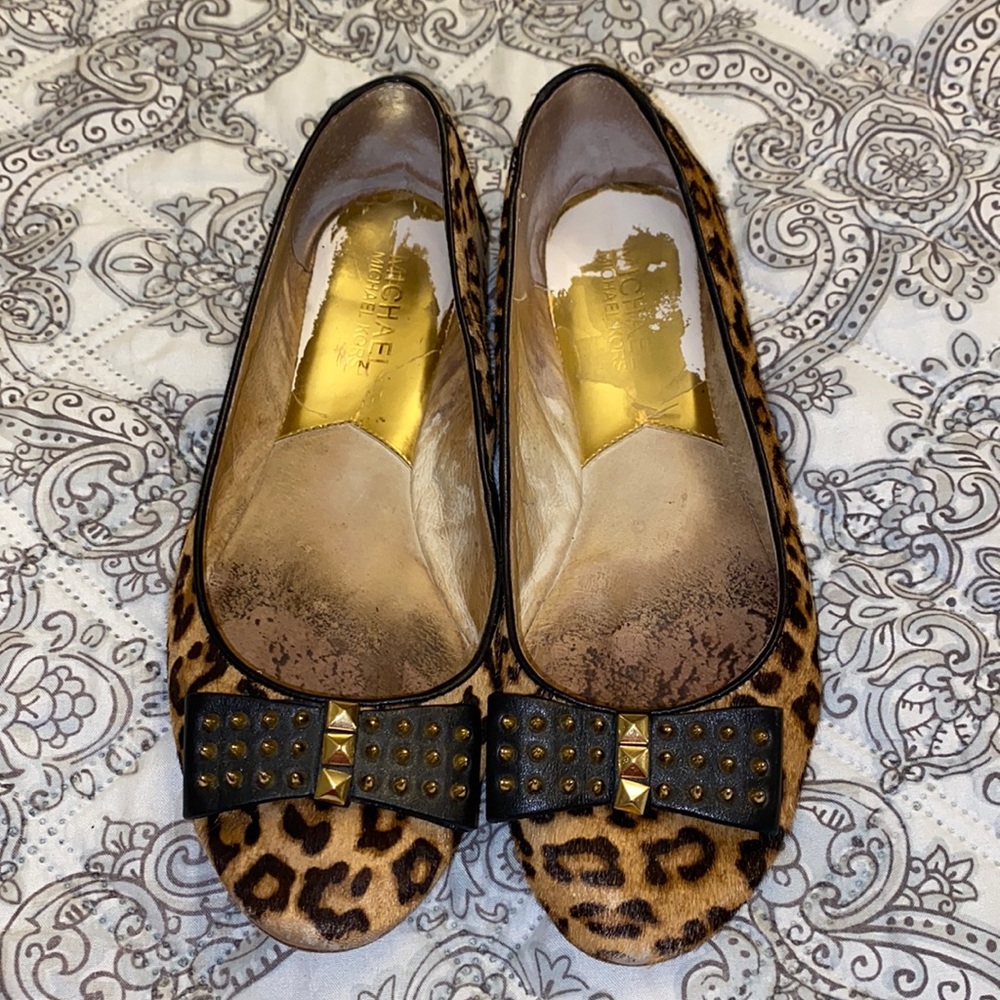 Michael Kors calf Leopard Studded flats